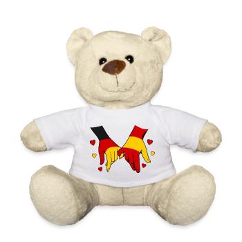 Deutschland_Spanien_Flagge_Haendehalten - Teddy - Weiß - Vorne