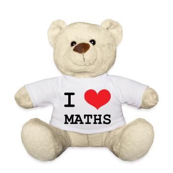 J'aime les Maths : Tee-shirt Passion Mathématiques - Nounours - blanc - Devant