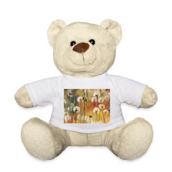 Autumn Dandelion Fluff Painting - Teddy Bear - white - Front