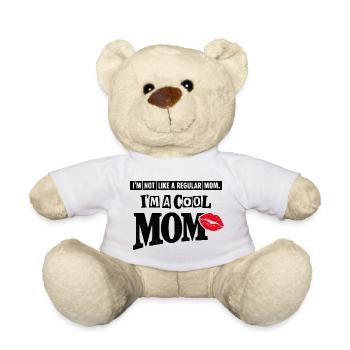 Funny Cool Mom Shirt – Lip Print Mothers Day Tee - Teddy Bear - white - Front