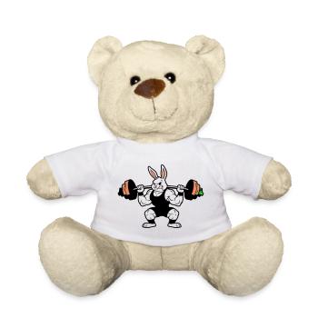 Muskel Hase Karotten Hantel - Teddy - Weiß - Vorne