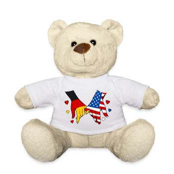 Deutschland USA Flagge Händehalten - Teddy - Weiß - Vorne