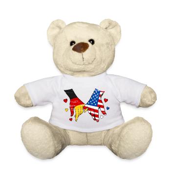 Drapeau allemand des États-Unis se tenant la main utilisé - Nounours - blanc - Devant