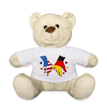 USA Germany Flags Holding Hands - Teddy Bear - white - Front