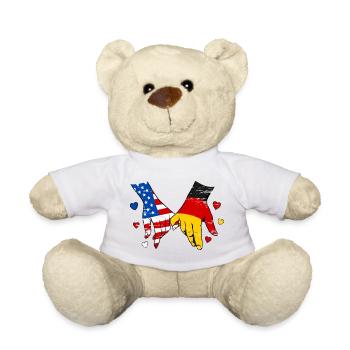 USA Germany Flags Hand Holding used - Teddy Bear - white - Front