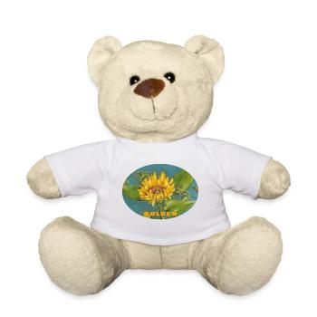 Golden - Vibrant Sunflower Macro Ellipse - Teddy Bear - white - Front