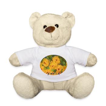Vibrant Yellow Rose Macro Ellipse - Teddy Bear - white - Front