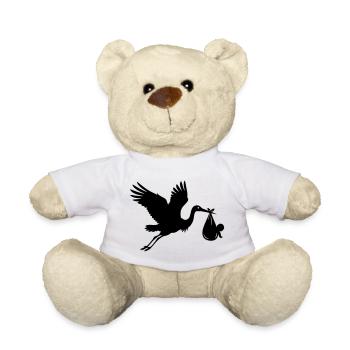 Cigogne avec bébé – Motif de cigogne - Nounours - blanc - Devant