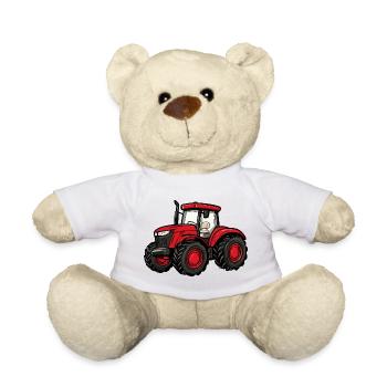 Red Tractor Cartoon - Teddy Bear - white - Front