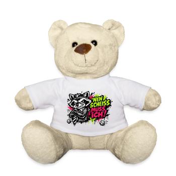 Lustiger Waschbär Spruch Nen Scheiss muss ich - Teddy - Weiß - Vorne