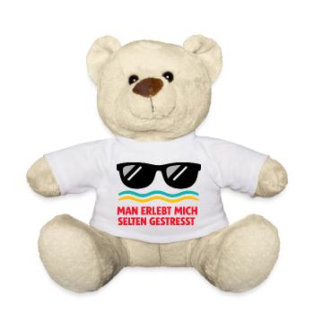 Selten gestresst: Humorvoller Stresswitz - Teddy - Weiß - Vorne