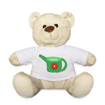 Grüne Gießkanne mit roter Blume - Teddy - Weiß - Vorne
