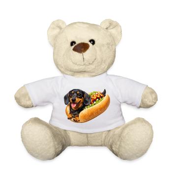 Teckel en hot-dog - Nounours - blanc - Devant