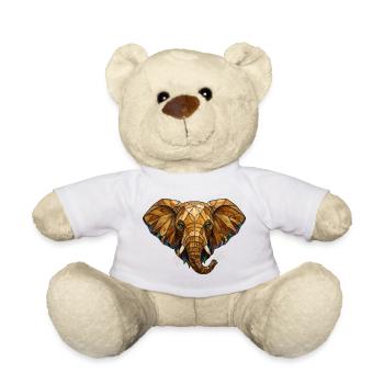 Mosaikkunst von Buntglas-Elefantenporträts - Teddy - Weiß - Vorne