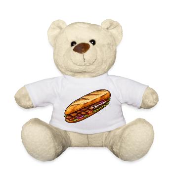 Baguette sandwich illustration - Teddy Bear - white - Front