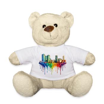 Fort Worth Texas Dripping Paint - Teddy Bear - white - Front