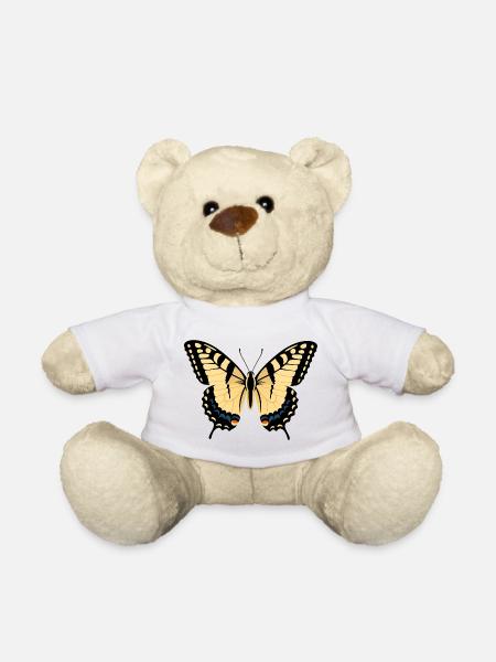 Yellow Black Butterfly Wings - Teddy Bear - white