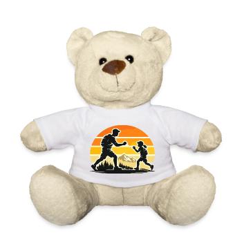 Papa Kind Wanderabenteuer bei Sonnenuntergang  - Teddy - Weiß - Vorne