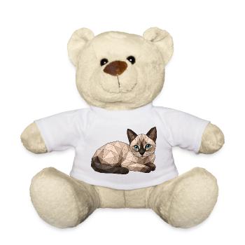 Findus Geometric Cat with Blue Eyes - Teddy Bear - white - Front