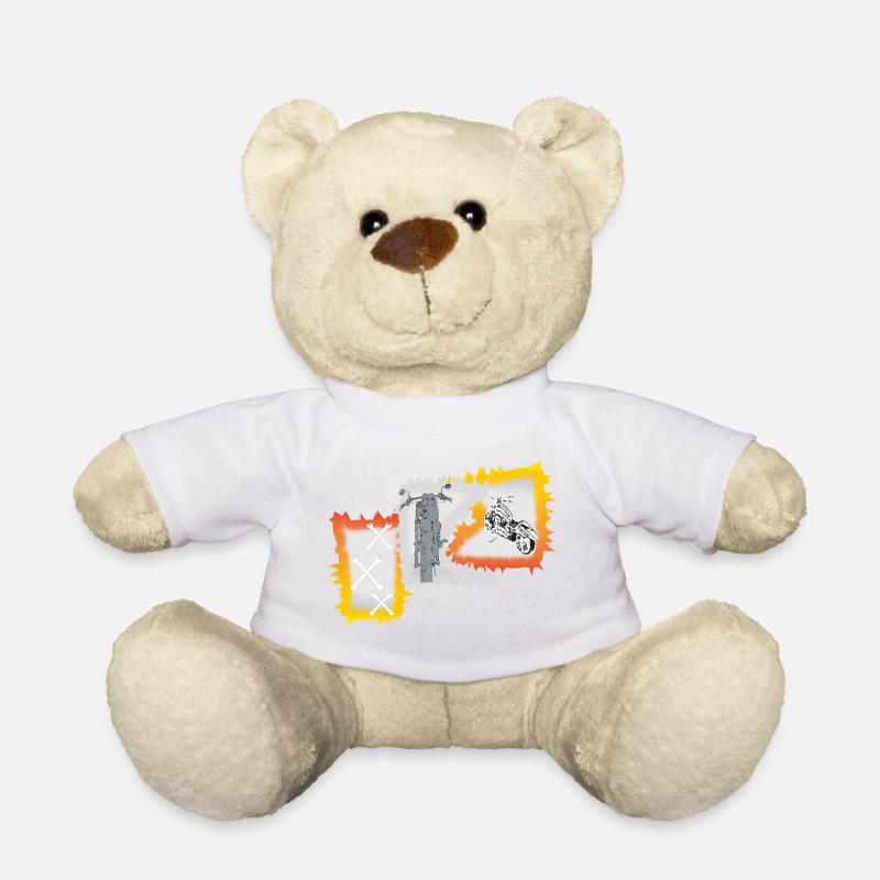 Motorcycle Workshop Motorcyclist Mechanic - Teddy Bear - white