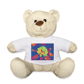 Neon Bloom Psychedelic Flower - Teddy Bear - white - Front