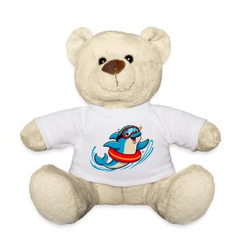 Funny dolphin with diving goggles - Teddy Bear - white - Front