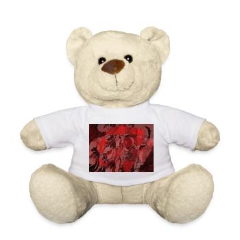 Red Marble Square Overlay - Teddy Bear - white - Front