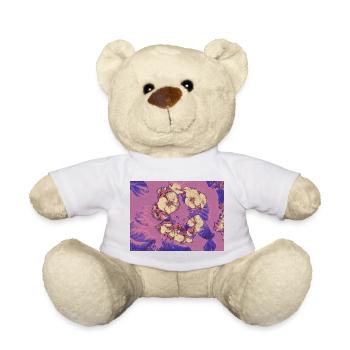 Pastel Blossoms Gold Sketch - Teddy Bear - white - Front
