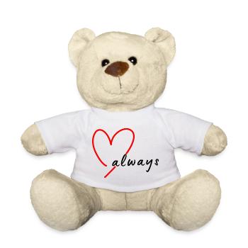 Red Sketch Heart Hand Drawing - Teddy Bear - white - Front