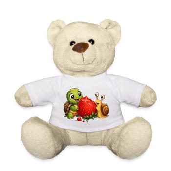 Petite amie tortue et joie fraise - Nounours - blanc - Devant