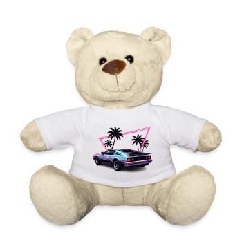 Retro Neon Car and Palm Trees - Teddy Bear - white - Front