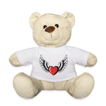 Flügel Herz - Herz Flügel Liebe Engel Erinnerung - Teddy - Weiß - Vorne