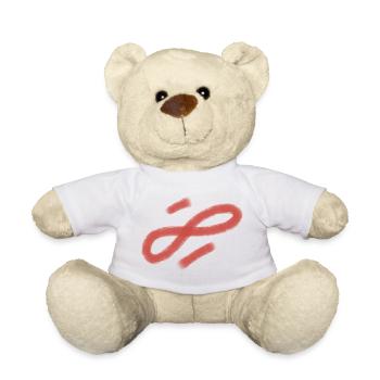 Red Brush Stroke Loop - Teddy Bear - white - Front