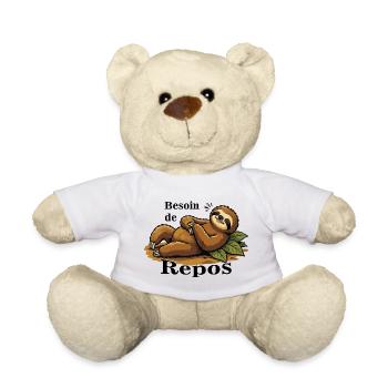 Paresseux Détendu Sur Feuilles - Nounours - blanc - Devant