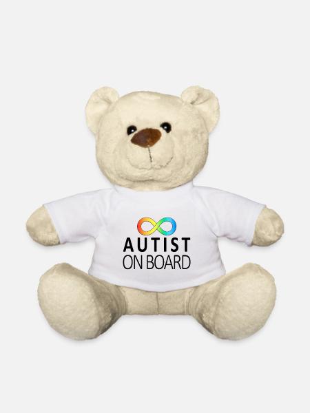 Autist on Board: Neurodiversity Stickers - Teddy Bear - white