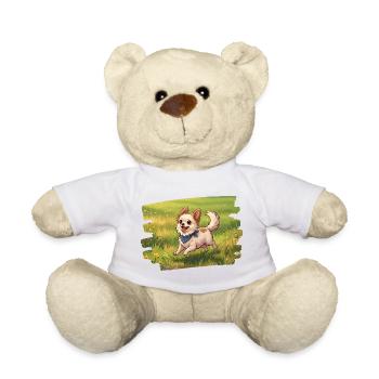 Süßer Chihuahua flitzt über die Wiese - Teddy - Weiß - Vorne