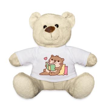Niedlicher Otter entspannt mit dem Buch - Teddy - Weiß - Vorne