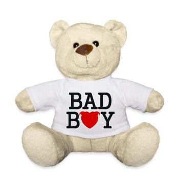 Bad boy head heart staffie - 045 - Teddy Bear - white - Front