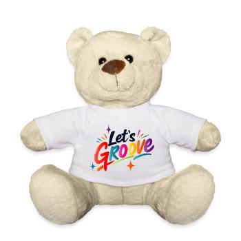 Let's Groove Retro Disco Schriftzug Design - Teddy - Weiß - Vorne