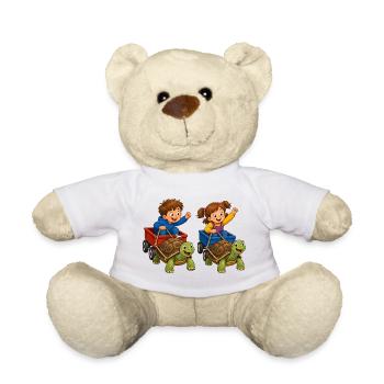 Kids turtle race in handcart fun - Teddy Bear - white - Front