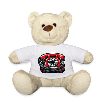 Roter Retro Telefon Illustration - Teddy - Weiß - Vorne