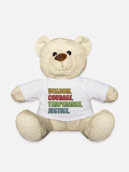 4 Stoic Virtues Retro Rainbow - Teddy Bear - white