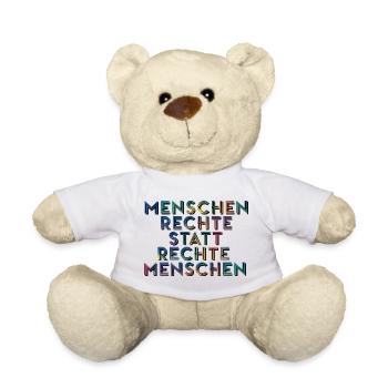 Menschenrechte Statt Rechte Menschen T-Shirt  - Teddy - Weiß - Vorne
