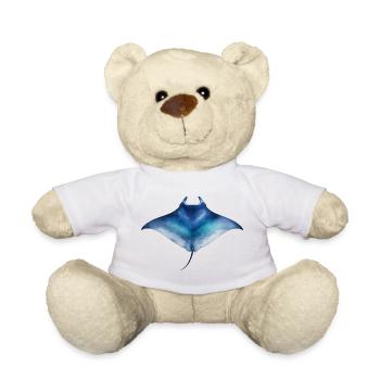 Watercolor Manta Ray - Teddy Bear - white - Front