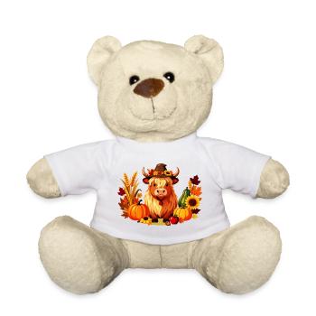 Autumn Highland Cow Harvest - Teddy Bear - white - Front