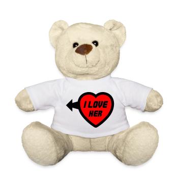 Herz I LOVE HER Typo - Teddy - Weiß - Vorne