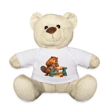 Biber drechselt einen Kreisel - Teddy - Weiß - Vorne