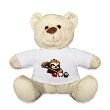 Faultier beim Billard – Entspanntes Spielmotiv - Teddy - Weiß - Vorne