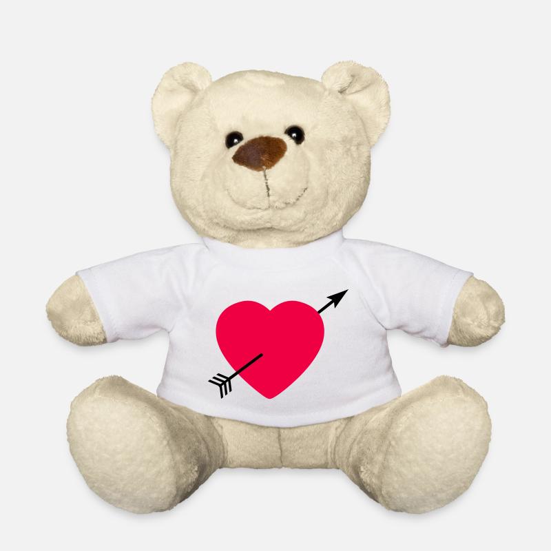 Heart round with arrow - Teddy Bear - white