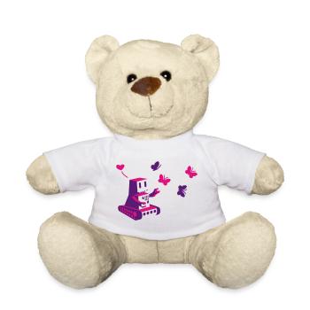 robot loves butterfly - Teddy - Weiß - Vorne